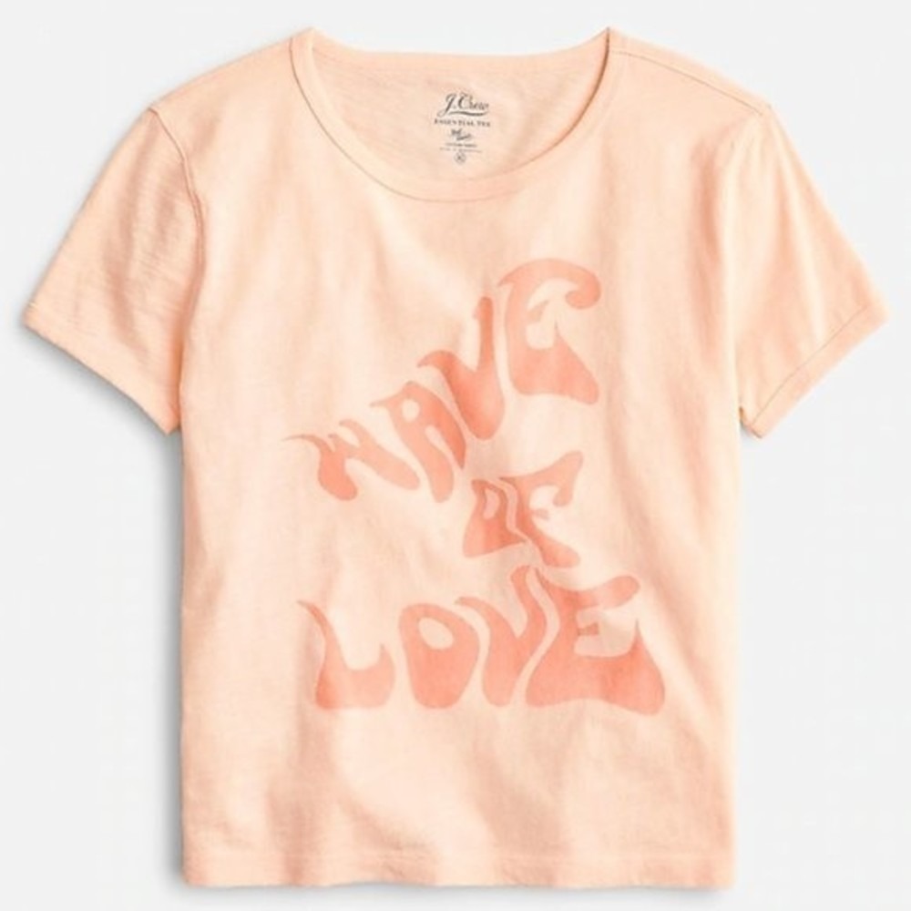 J. Crew Cropped "Wave of Love" T-shirt in Iced Peach NEW SZ XL